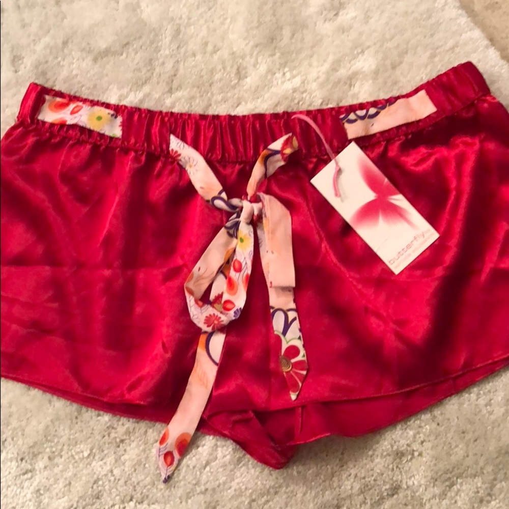 Red silky boxers for women